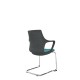 Black Perforated Back Chair With Integrated Arms, Upholstered Seat And Chrome Cantilever Frame